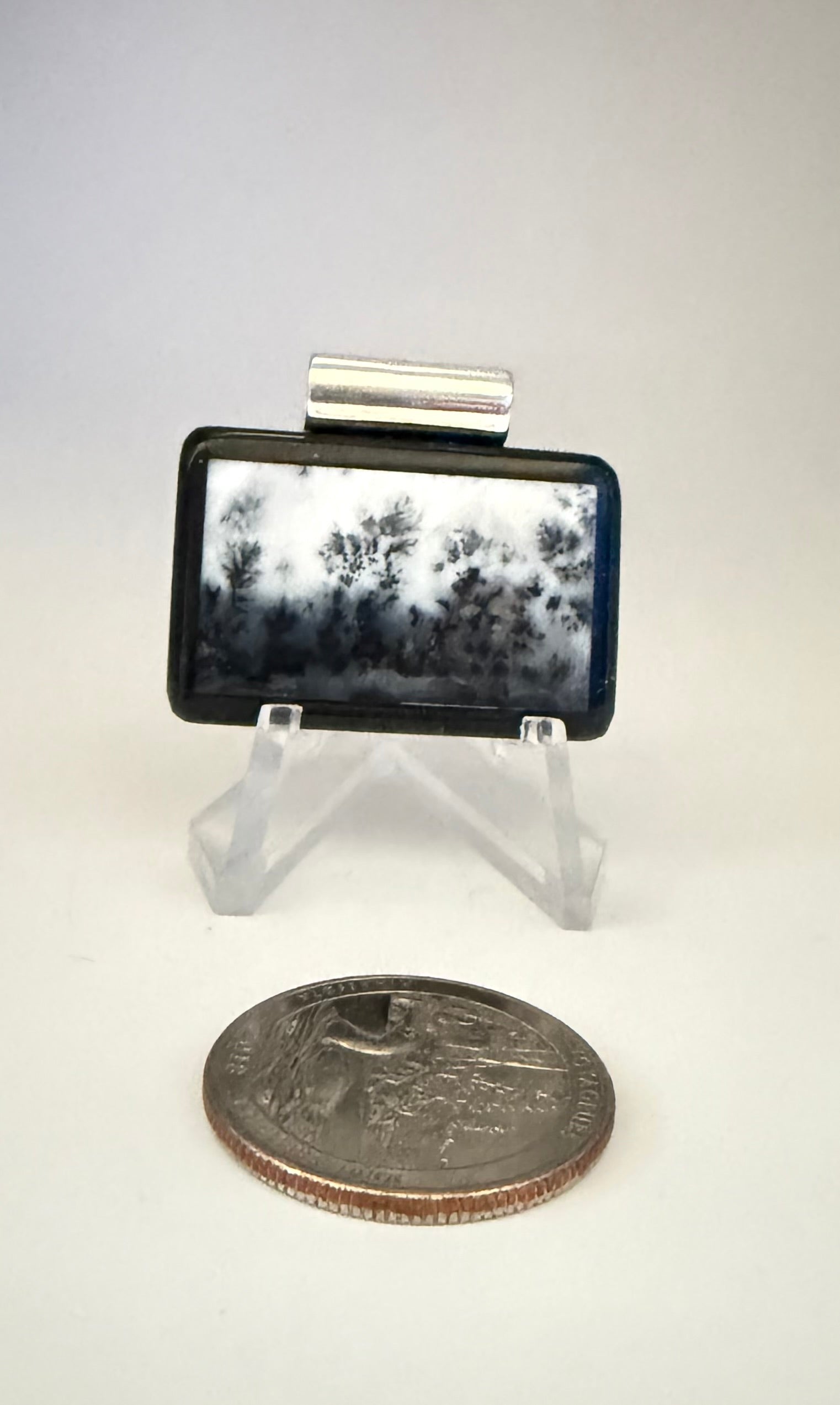Dendritic Agate Intarsia Pendant