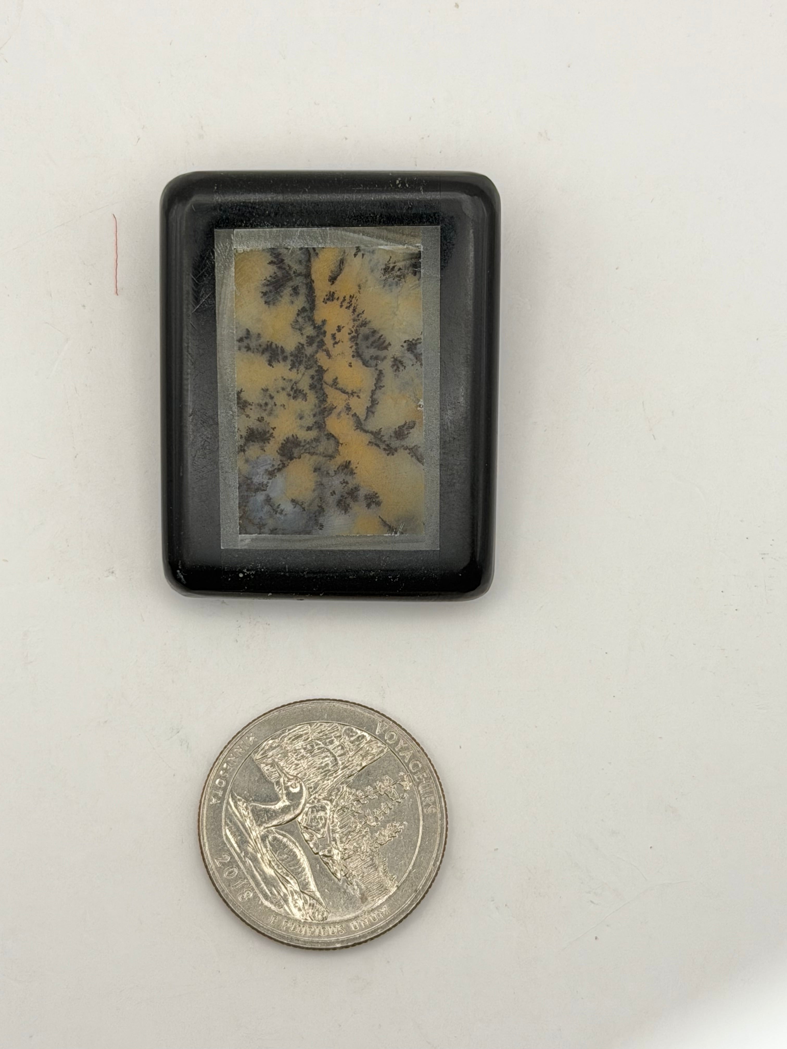 Dendritic Agate and Jade Intarsia pendant
