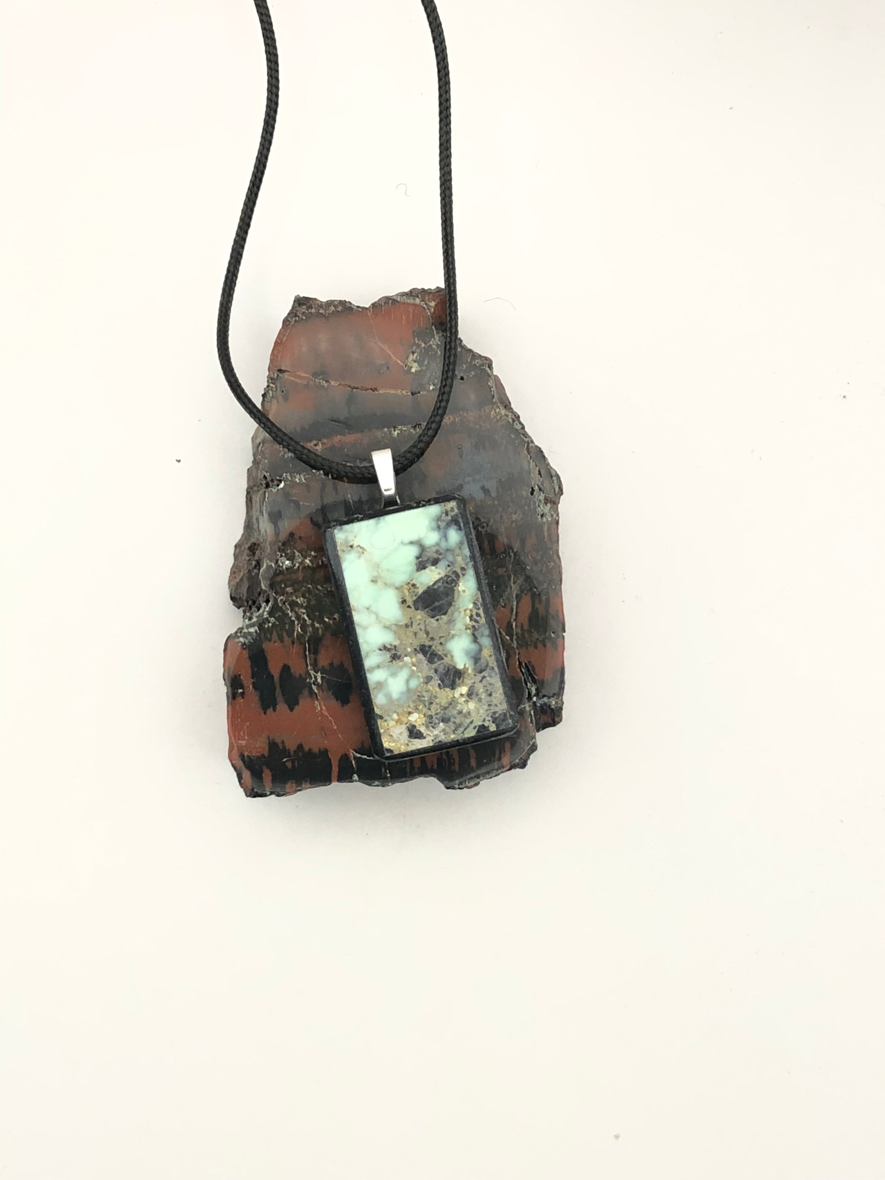 American Turquoise Intarsia Pendant