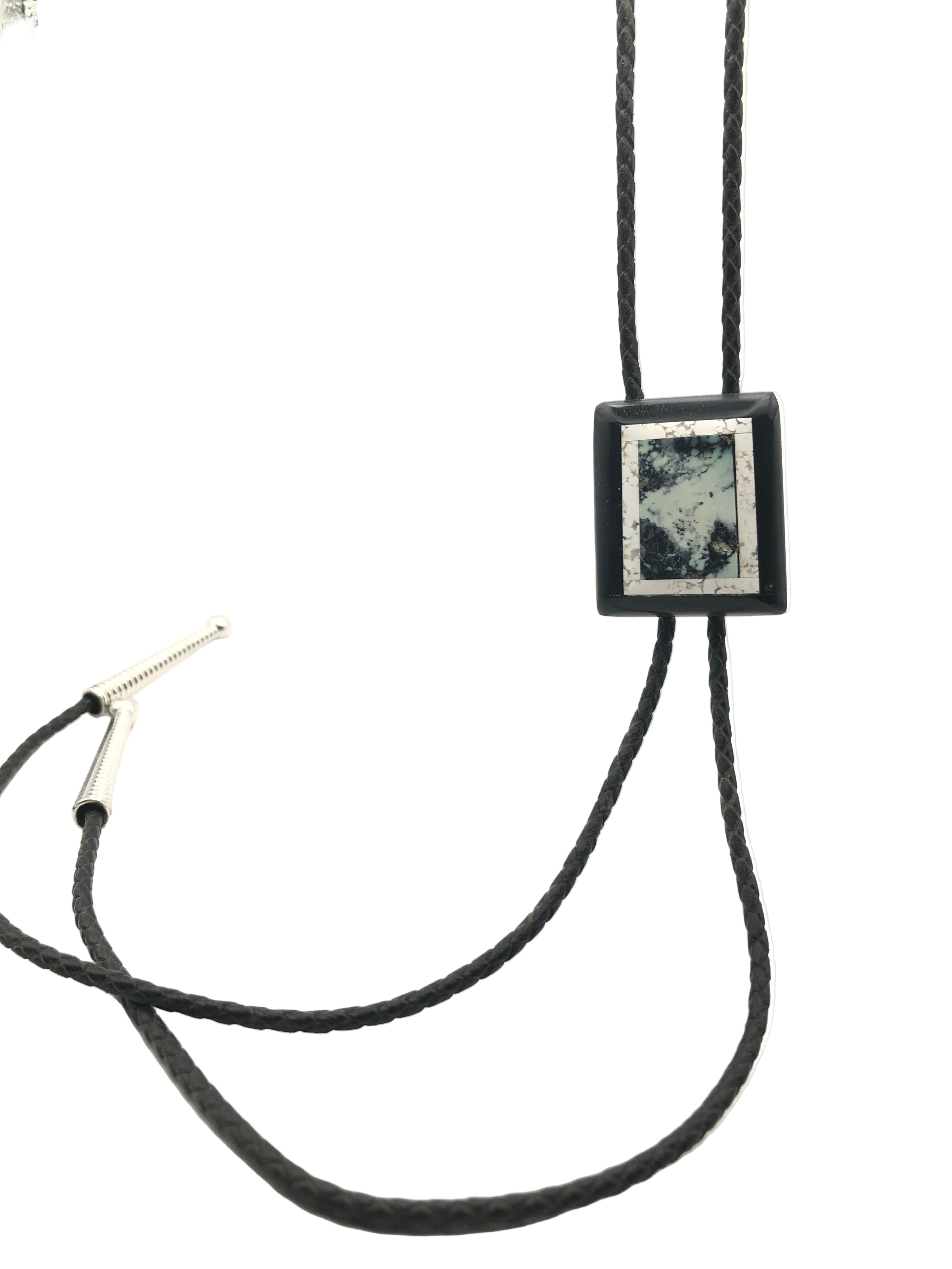 Turquoise, Black Jade Lariat  Bolo