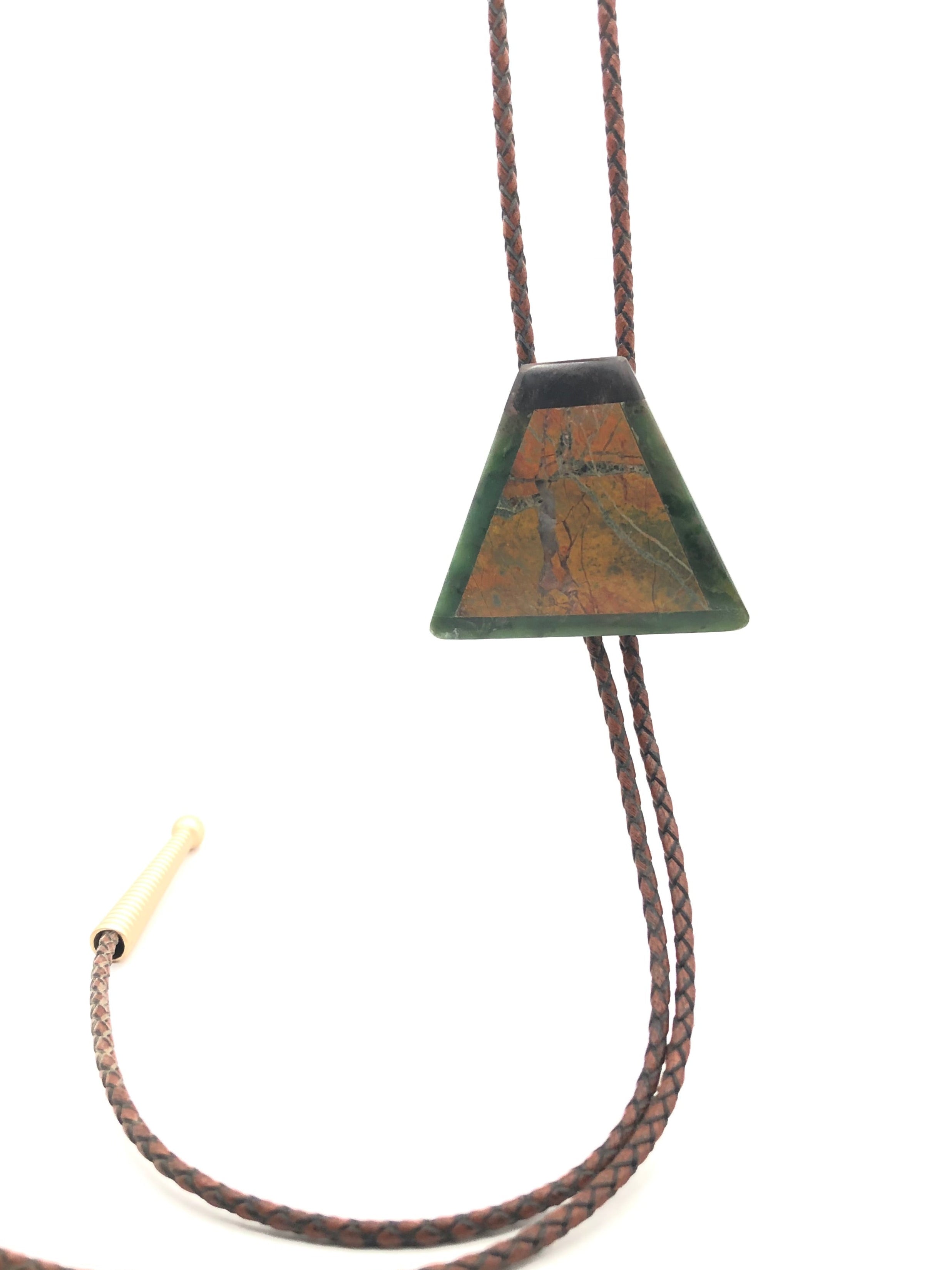 Jaspagate and Jade Lariat Bolo Intarsia