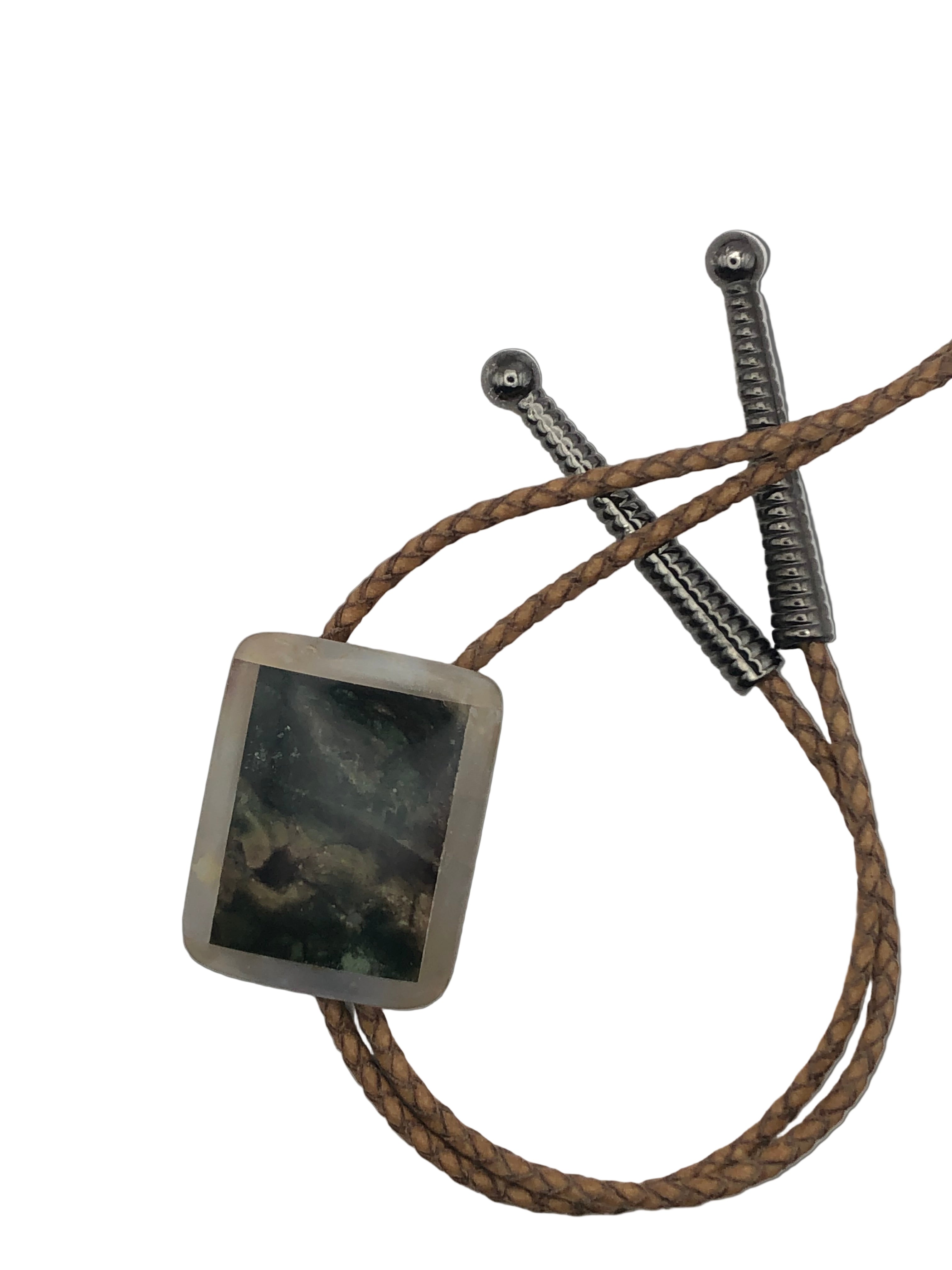 Agate-on-Agate Bolo Lariat Intarsia