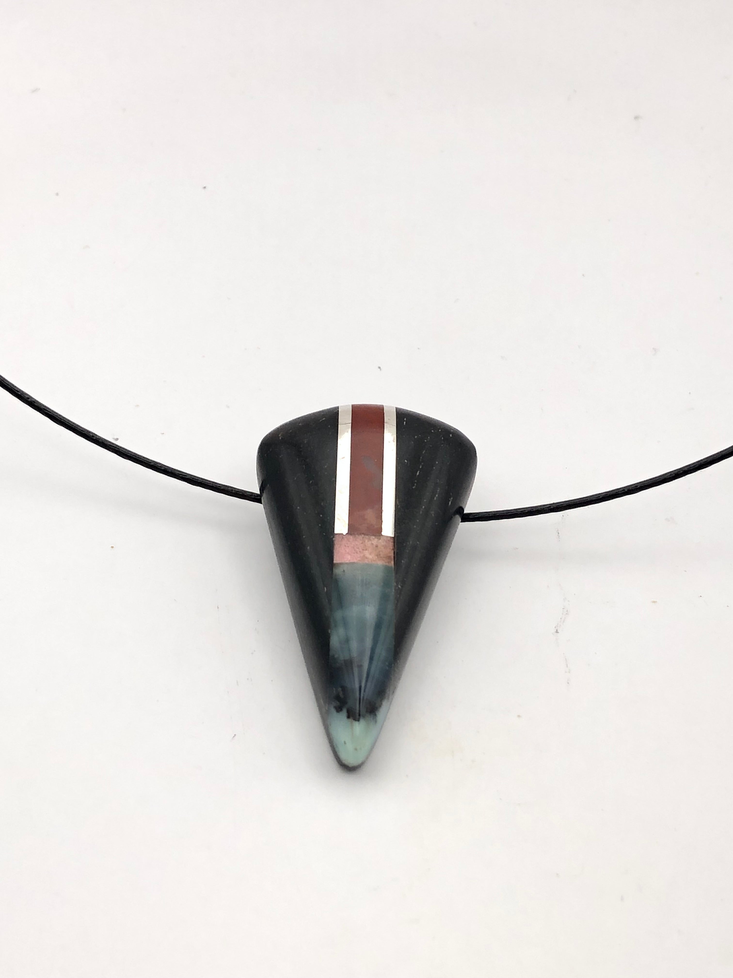 Silver, Jade and Opal Pendant