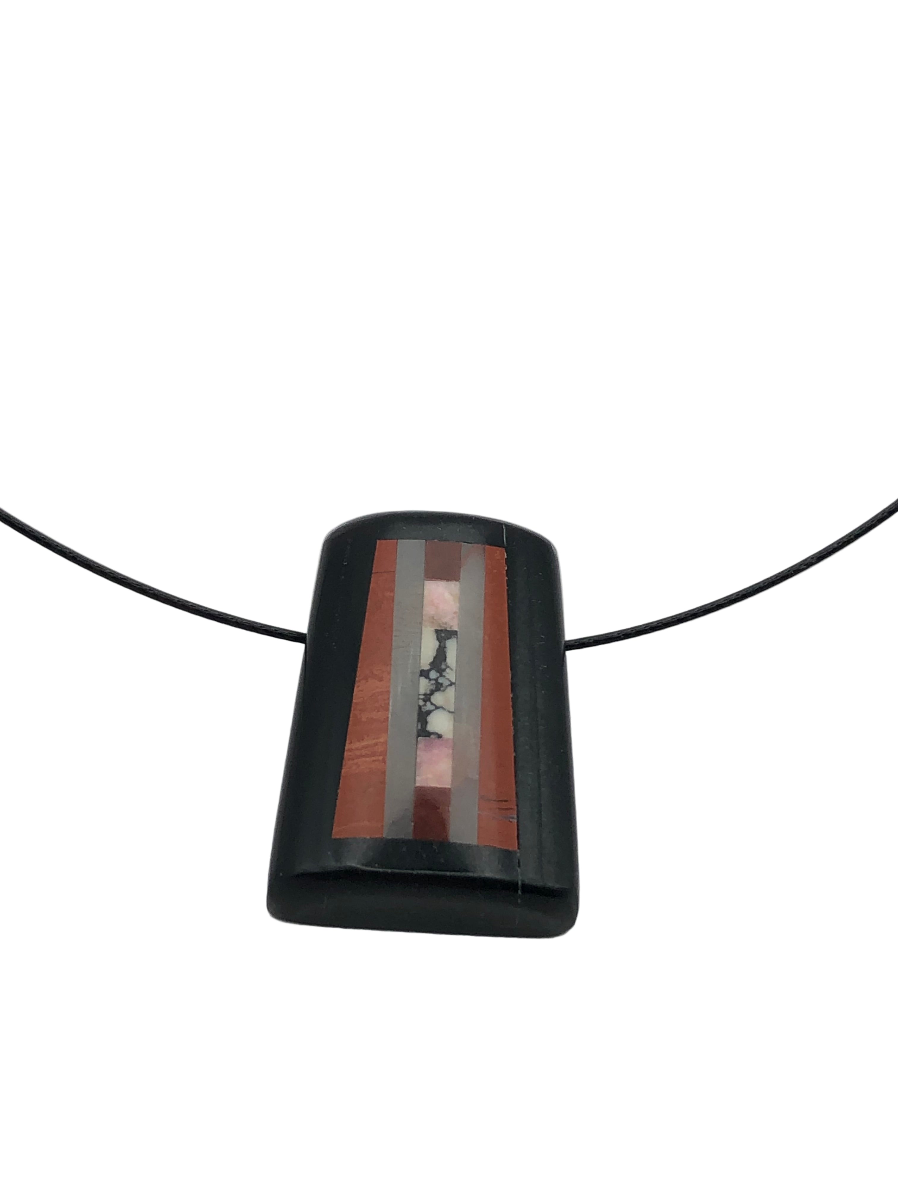 Multi-stone Jasper and Jade Intarsia Pendant
